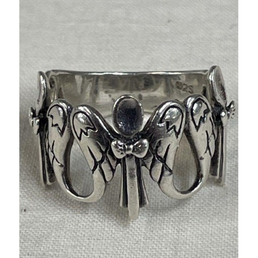 Sterling Silver 925 Angel Wing Cherub Band Ring Size 6.5 Vintage Style 4.7g
